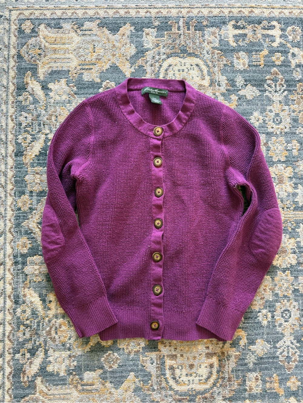 Eddie Bauer Magenta-Purple Button Front Knit Cardigan